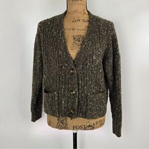 JUSTFAB Chunky Knit Cropped 3-Button Cardigan Sweater Sz M